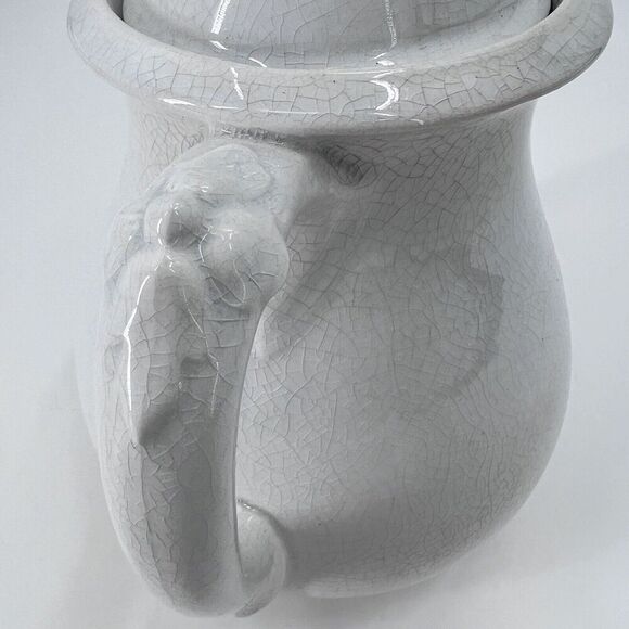 Antique White Ironstone China Teapot with Crazing Farmhouse Decor - Picture 7 of 13